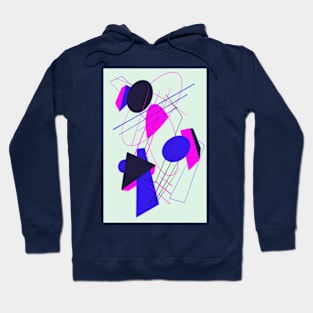 80s Retro Geometric Shapes Neon Blue and Pink Hoodie